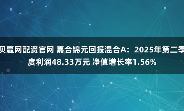 贝赢网配资官网 嘉合锦元回报混合A：2025年第二季度利润48.33万元 净值增长率1.56%