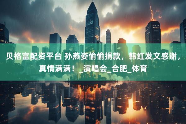 贝格富配资平台 孙燕姿偷偷捐款，韩红发文感谢，真情满满！_演唱会_合肥_体育